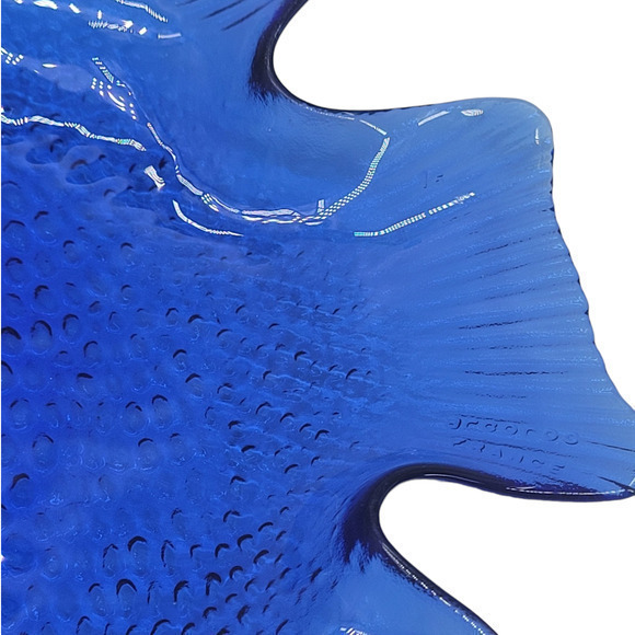 Arcoroc France Blue Glass Poisson Fish Shape Two Plates - Picture 9 of 10